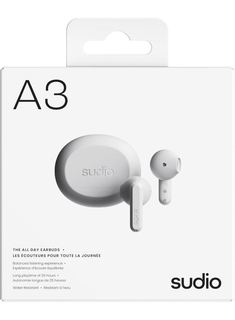 Sudio A3 All-Day Wireless Earbuds – 25H Playtime, Bluetooth 5.4, Sweat & Splashproof, Balanced Sound, Clear Calls with Enhanced Mics, USB-C Charging - Image 4